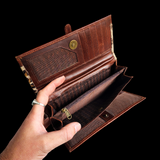Genuine Leather & Cow Hair Purse - Brown Leopard