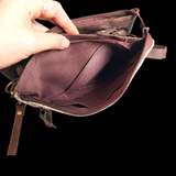 Genuine Leather & Cow Hair Rectangle Shoulder Bag - Brown + Hair