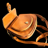 Genuine Leather & Cow Hair Rounded Handbag - Tan & Cow Hair