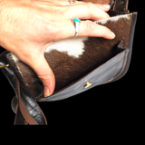 Genuine Leather & Cow Hair Rounded Handbag - Chocolate Brown