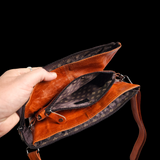 Genuine Leather & Cow Hair Shoulder Bag - Tan & Hair