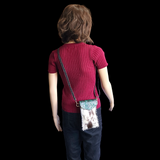 Genuine Leather & Cow Hair Shoulder Phone Bag - Green & Hair