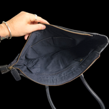 Genuine Leather & Cow Hair Large Tote Bag - Patchwork Black