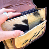 Genuine Leather & Cow Hair Hand Bag - Vintage Brown
