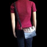 Genuine Leather & Cow Hair Shoulder Bag - Black + Hair