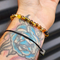 Natural Polished Green Amber Elastic Bracelet