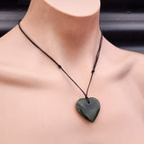 Natural Greenstone Heart Pendant Necklace