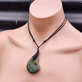 Natural Greenstone Hook with Binding Pendant Necklace