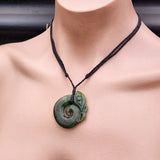 Natural Greenstone Manaia Koru Pendant Necklace