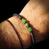 Nephrite Jade / Greenstone & Black Coconut Wood Bracelet