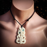 Hei Tiki Bone Carving Pendant Necklace - NZ Maori Inspired
