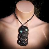 Hei Tiki XL Bone Carving Pendant Necklace - NZ Maori Inspired