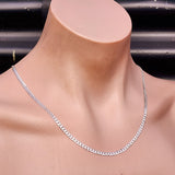 Solid 925 Italian Sterling Silver 3mm Curb Chain Necklace