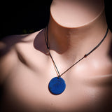 30mm Natural Lapis Lazuli Flat Disk Pendant Necklace