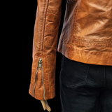 50% OFF SALE. Desert Drift - Womens REAL Genuine Leather Jacket - Tan Side Zip