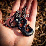 Manaia Black Bone Carving Pendant Necklace - NZ Maori Inspired