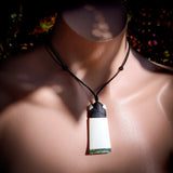 Natural Maori Bone Carving Pendant Necklace - Toki With Paua