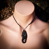Wahine Toa Black Bone Carving Pendant Necklace - NZ Maori Inspired