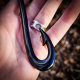 XXL Black Hook Bone Carving Pendant Necklace - NZ Maori Inspired