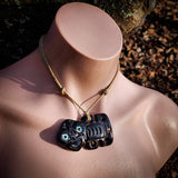 Hei Tiki Black Bone Carving Pendant Necklace