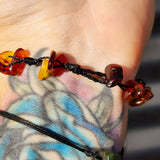 Mixed Polished Amber Chip Knotted Cord Bracelet