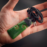 Natural Jade Double Koru Toki Pendant Necklace