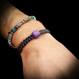 Natural Amethyst Cube Black Macrame Bracelet
