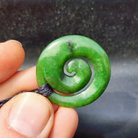 Natural Greenstone Carved Koru Pendant Necklace