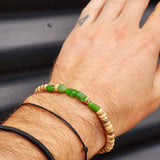 Greenstone & Brown Coconut Wood Bracelet