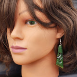 Natural Greenstone Koru Drop Hanging Earrings
