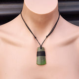NZ Greenstone Pounamu Carved Toki Pendant Necklace With Mid Binding