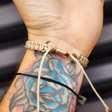 Natural Rose Quartz Chip Tan Macrame Bracelet