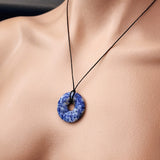 30mm Natural Sodalite Donut Pendant Necklace