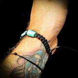 Natural Turquoise Cylinder Black Macramé Bracelet