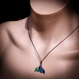 Natural Carved Paua Whale Tail Pendant Necklace