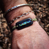 Paua & Black Bone Carving Macrame Bracelet