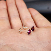 6mm Purple CZ & Solid 925 Sterling Silver Faceted Square Stud Earrings