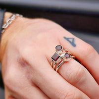 Rustic Handmade Solid 925 Sterling Silver & Natural Garnet 3x Setting Cage Ring