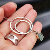 Rustic Handmade Solid 925 Sterling Silver & Natural Raw Aquamarine Hammer Finish Necklace