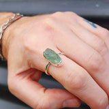 Rustic Handmade Sterling Silver & Raw Aquamarine Irregular Ring