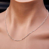 Solid 925 Italian Sterling Silver 2mm Heart Chain Necklace