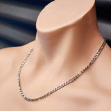 4.5mm Solid Stainless Steel Figaro Chain Necklace