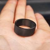 Size Y, T - Solid Black Stainless Steel Mesh Ring