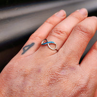 (Q) Solid 925 Sterling Silver & Created Opal Infinity Ring