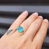 Solid Sterling Silver & Natural Blue Topaz Handmade Signet Ring