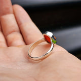 (R) Solid 925 Sterling Silver & Natural Orange Opal Irregular Handmade Ring