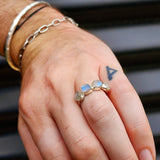 Solid 925 Sterling Silver & Raw Irregular Moonstone 4x Setting Handmade Ring