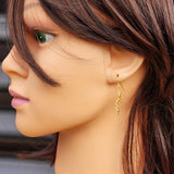 Solid 925 Sterling Silver Gold Twisted Hook Earrings