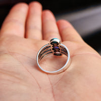 Solid 925 Sterling Silver, Natural Turquoise & Created Opal Cage Ring