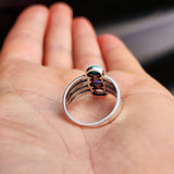 Solid 925 Sterling Silver, Natural Turquoise & Created Opal Cage Ring